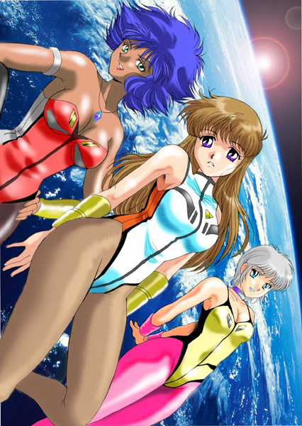 mia alice, lambda nom, and pai thunder (dangaiou) drawn by ranpu