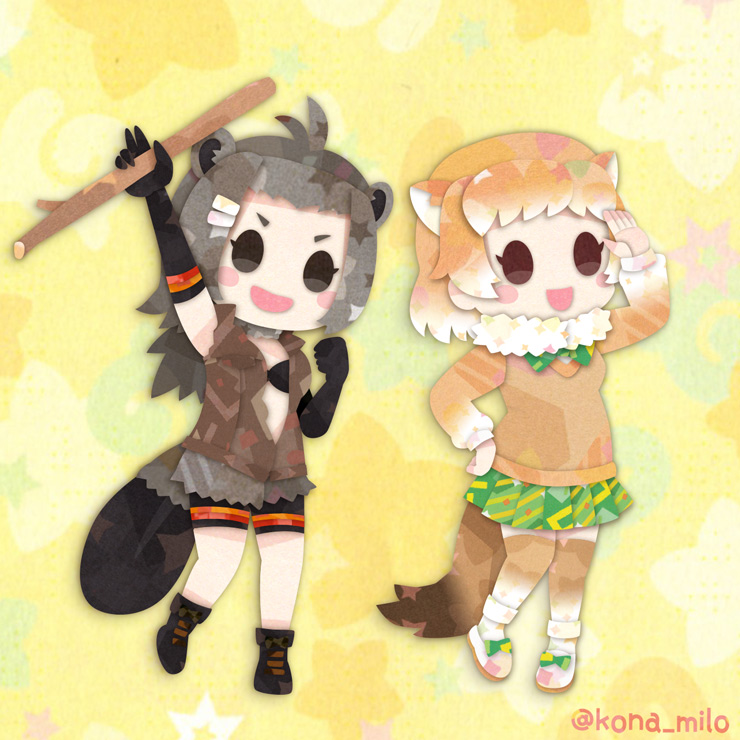 american beaver and black-tailed prairie dog (kemono friends) drawn by kikuchi_milo