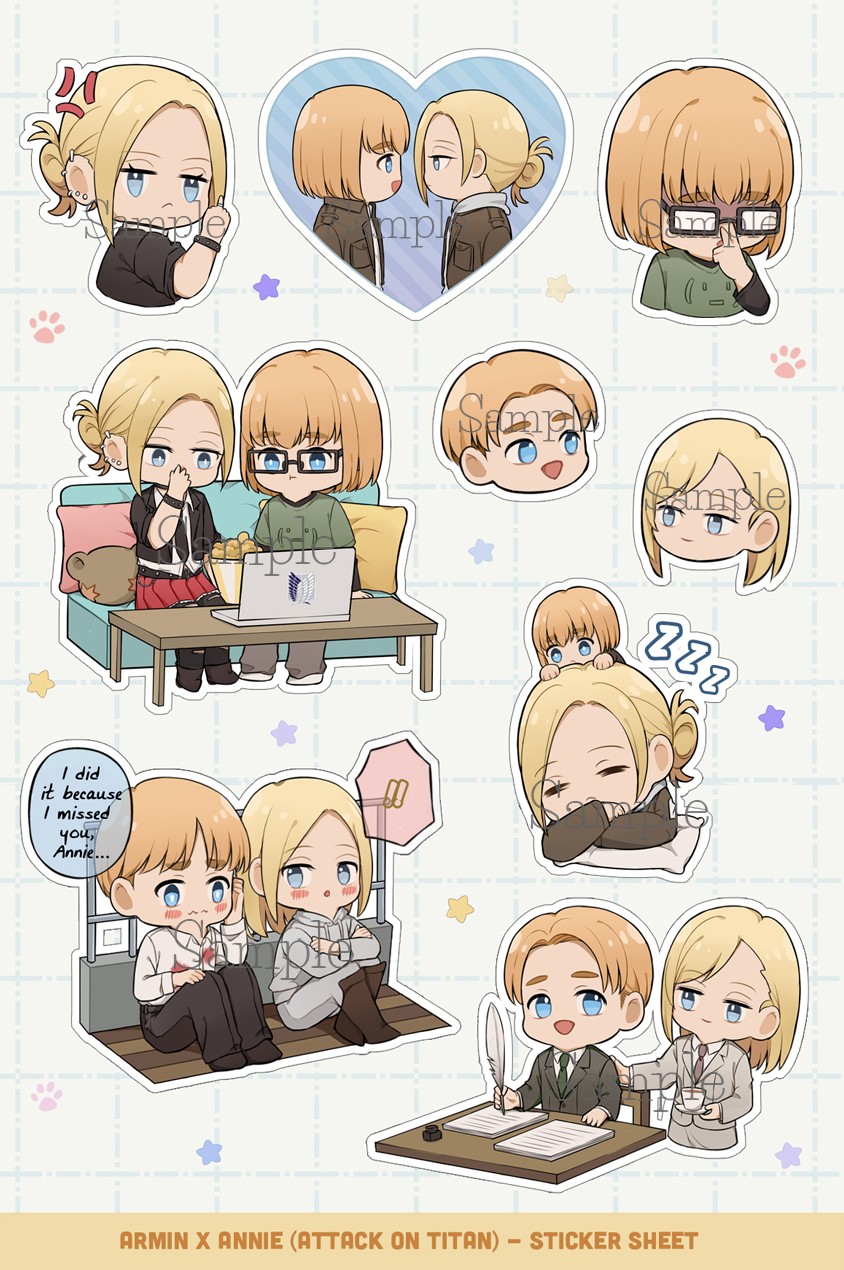 armin arlert and annie leonhart (shingeki no kyojin) drawn by lida_(lidalida04)