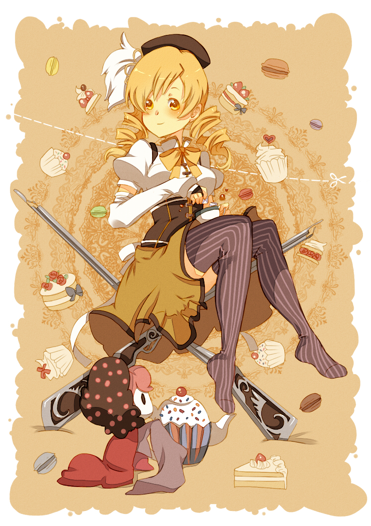 tomoe mami and charlotte (mahou shoujo madoka magica) drawn by ai-wa