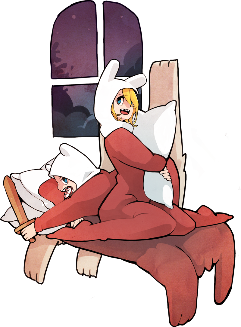 finn the human, fionna campbell, and pajama finn (adventure time) drawn by zorim