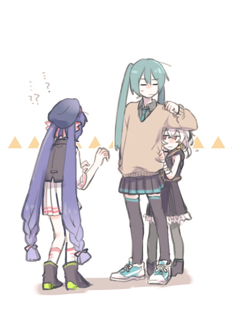 hatsune miku, otomachi una, and flower (vocaloid) drawn by mi_no_take