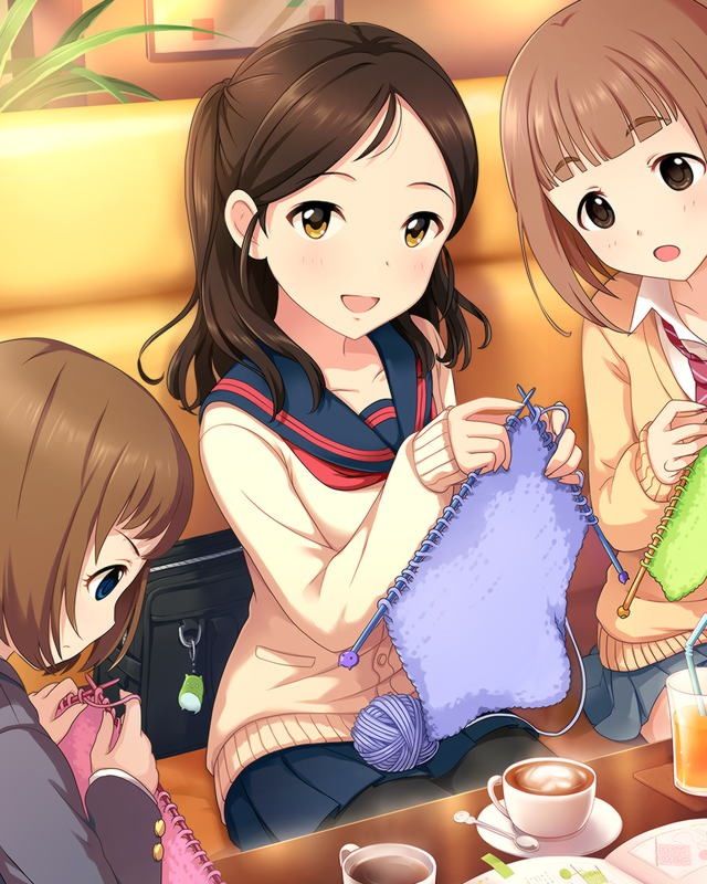 kitami yuzu, pina korata, ayase honoka, and kudo shinobu (idolmaster and 1 more)