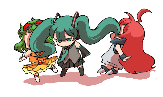 hatsune miku, gumi, and sf-a2 miki (vocaloid) drawn by sakon