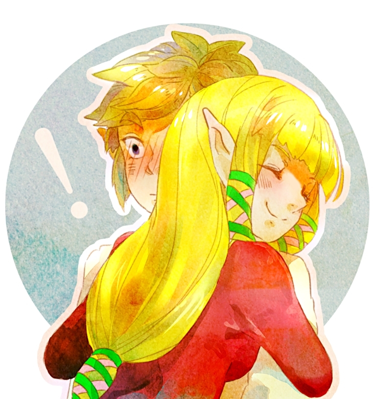 link and princess zelda (the legend of zelda and 1 more) drawn by ezuhan_(ezu_ninten)
