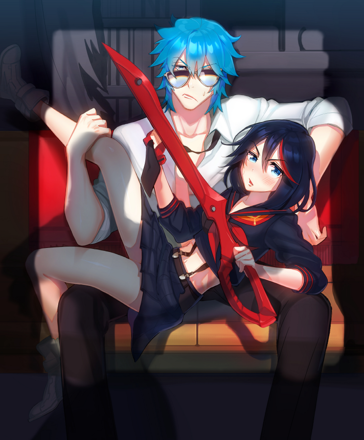 matoi ryuuko, senketsu, and mikisugi aikurou (kill la kill) drawn by lloule