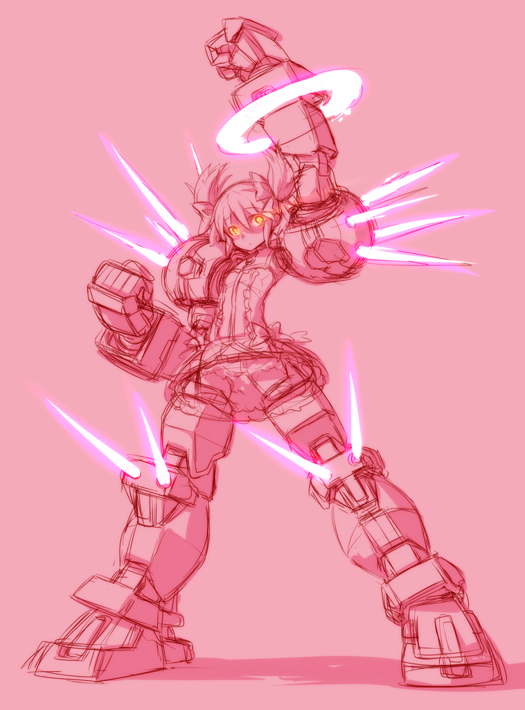 kaname madoka, gundam age-1, and gundam age-1 titus (mahou shoujo madoka magica and 2 more) drawn by nekomamire