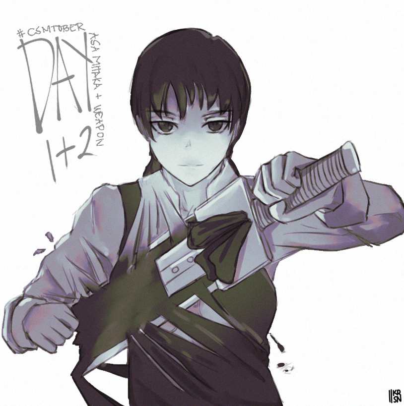 mitaka asa (chainsaw man and 1 more) drawn by kriseano