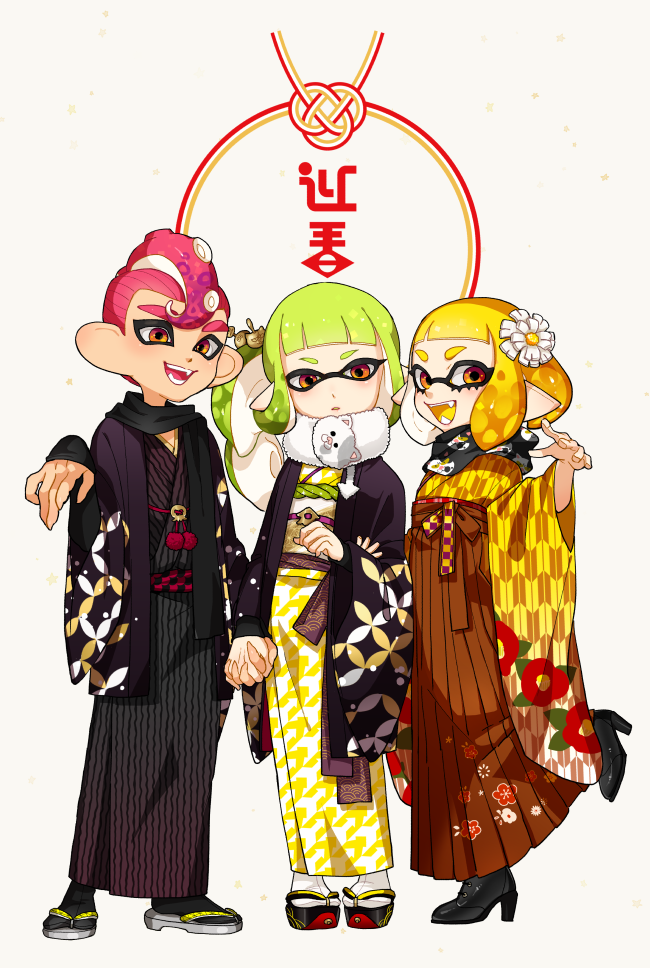 inkling player character, inkling girl, octoling player character, agent 8, octoling boy, and 4 more (splatoon and 1 more) drawn by yeneny
