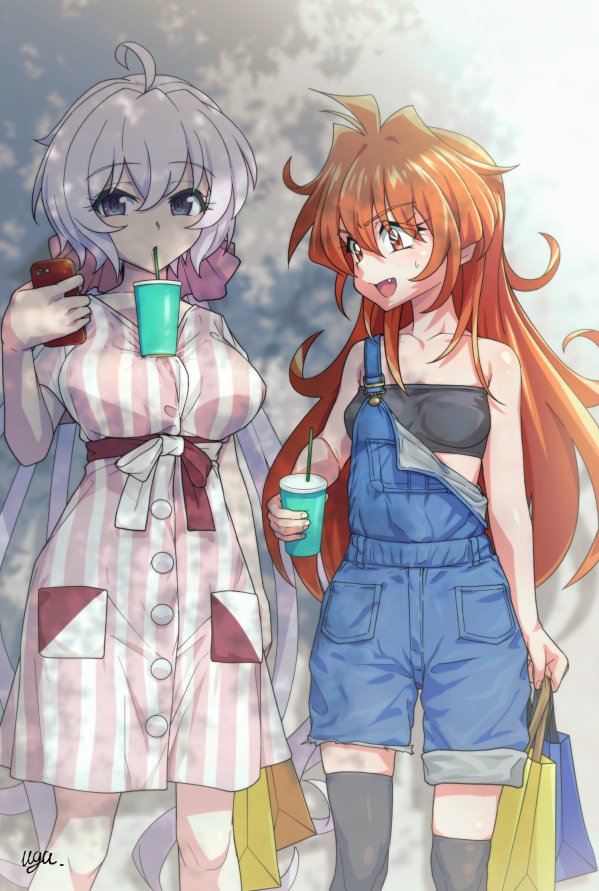 yukine chris and lina inverse (senki zesshou symphogear and 1 more) drawn by uganda_(ugandam_00)