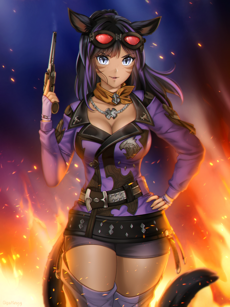 warrior of light and machinist (final fantasy and 1 more) drawn by gigamessy