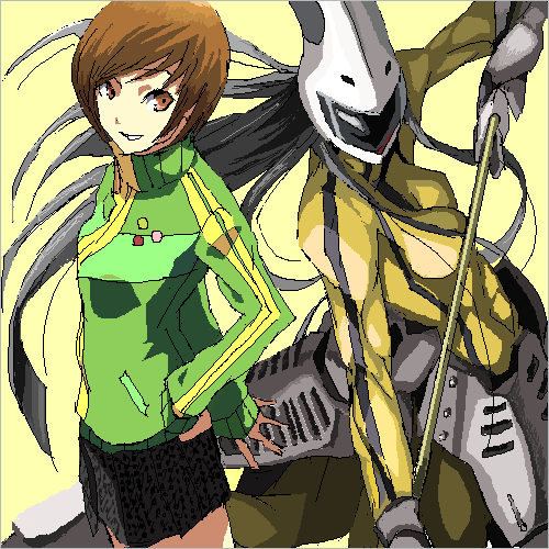 satonaka chie and tomoe (persona and 1 more) drawn by liverpool19831121