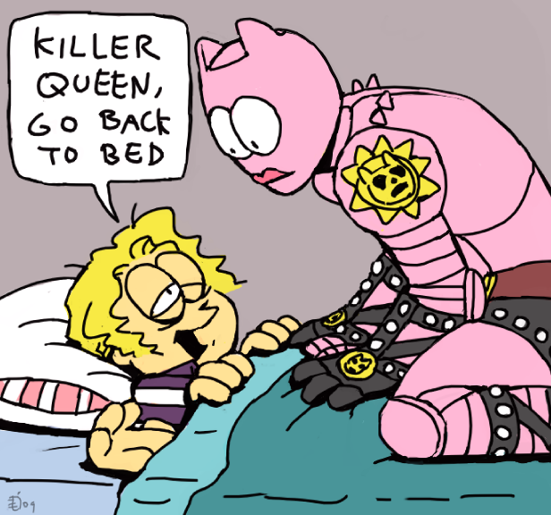 kira yoshikage, killer queen, garfield, and jon arbuckle (jojo no kimyou na bouken and 1 more) drawn by emlan