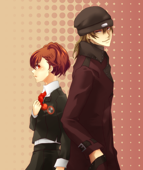 shiomi kotone and aragaki shinjirou (persona and 2 more) drawn by yoichiarno12