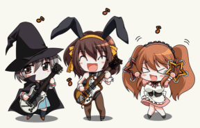 suzumiya haruhi, nagato yuki, and asahina mikuru (suzumiya haruhi no yuuutsu) drawn by watsuki_ayamo