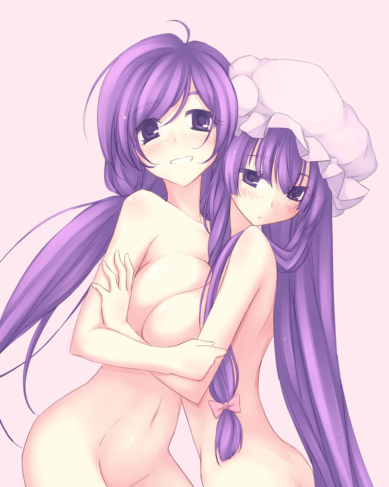 patchouli knowledge and tojo nozomi (touhou and 2 more) drawn by hellween