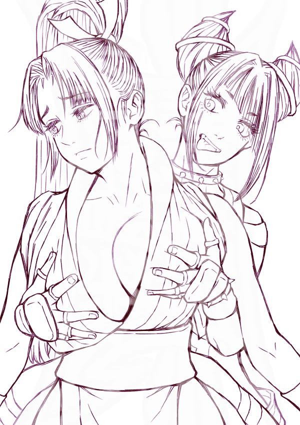 shiranui mai and han juri (street fighter and 2 more) drawn by delarocha82