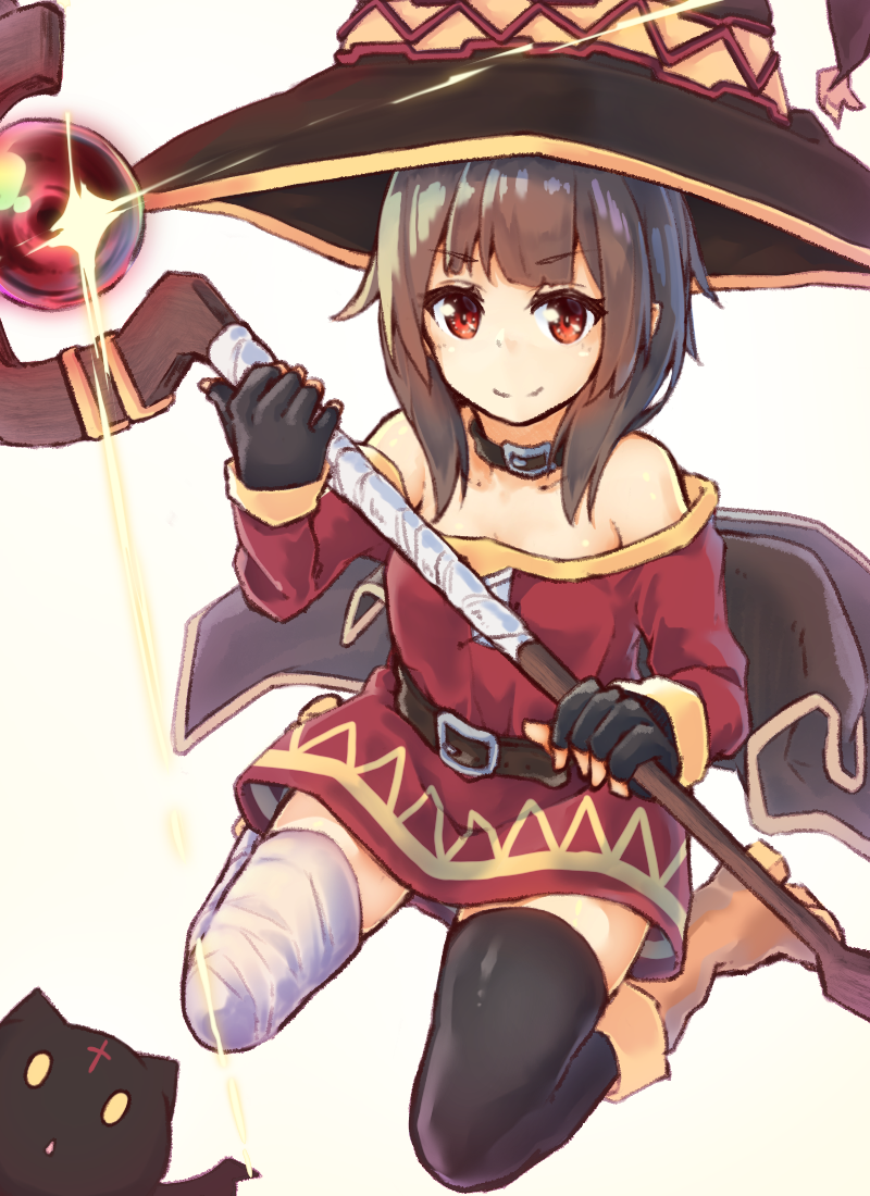 megumin and chomusuke (kono subarashii sekai ni shukufuku wo!) drawn by bibisuka