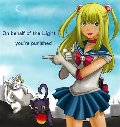 sailor moon, amane misa, luna, artemis, ryuk, and 1 more (bishoujo senshi sailor moon and 1 more)
