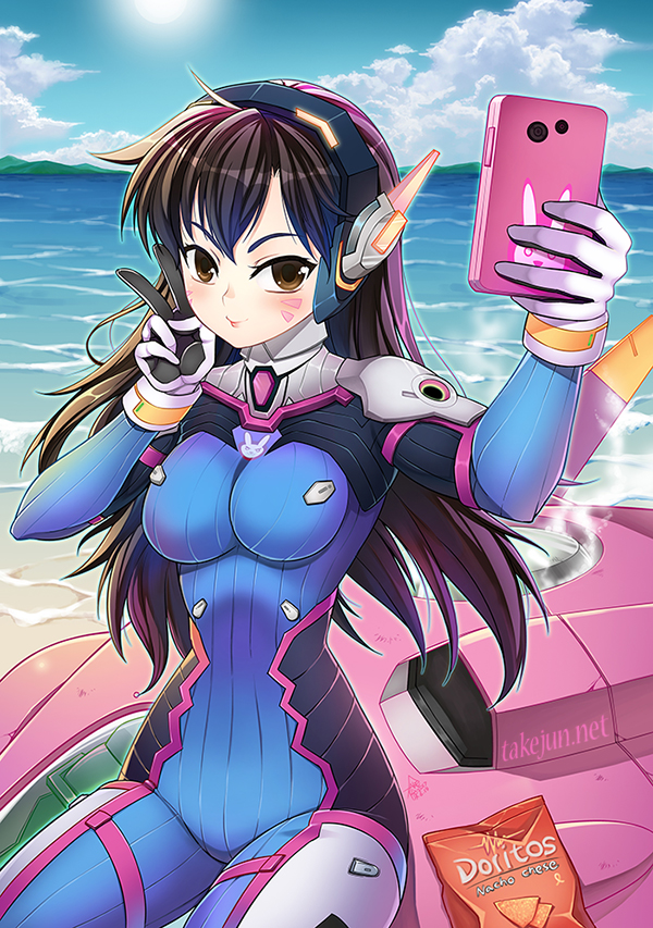 d.va (overwatch and 1 more) drawn by takejun