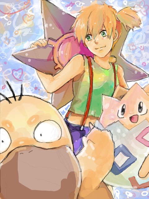 misty, psyduck, togepi, and staryu (pokemon) drawn by hayakaze