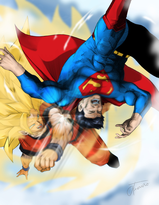 son goku and superman (dragon ball and 2 more) drawn by albert217