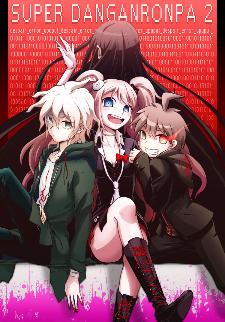 komaeda nagito, enoshima junko, naegi makoto, and kamukura izuru (danganronpa and 2 more) drawn by nibaji