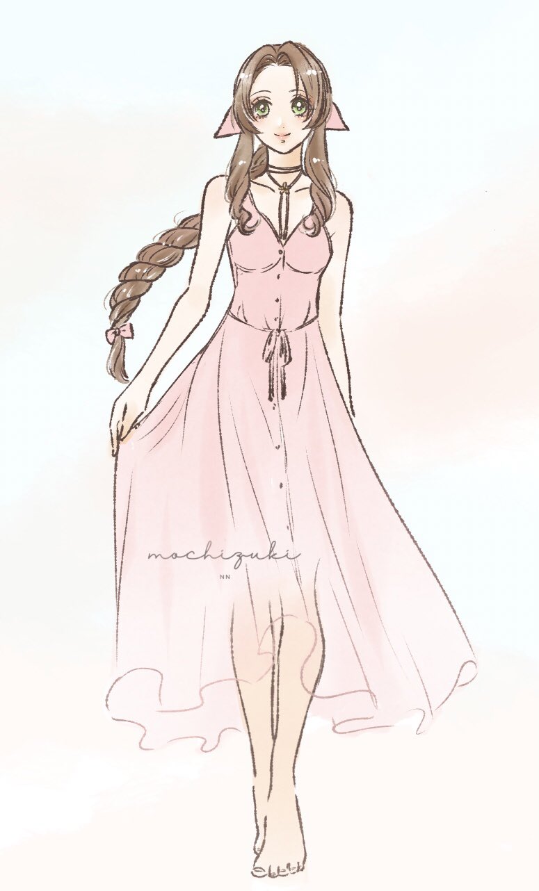 aerith gainsborough (final fantasy and 2 more) drawn by omochi_daisuki