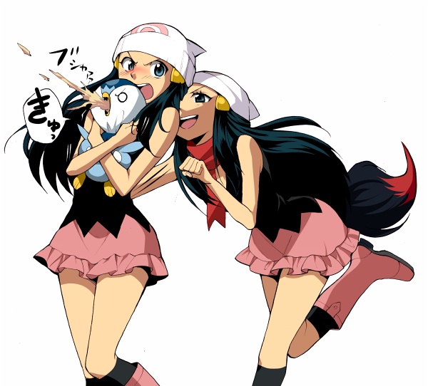 dawn, piplup, zoroark, and disguised zoroark (pokemon and 2 more) drawn by hirococo