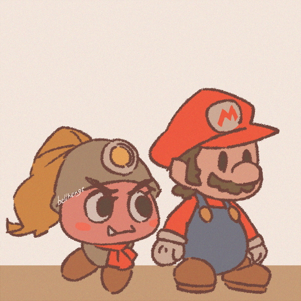 mario, paper mario, and goombella (mario and 2 more) drawn by bellhenge