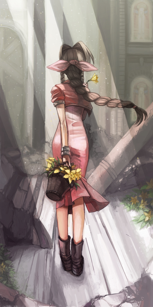 aerith gainsborough (final fantasy and 1 more) drawn by haruhashi