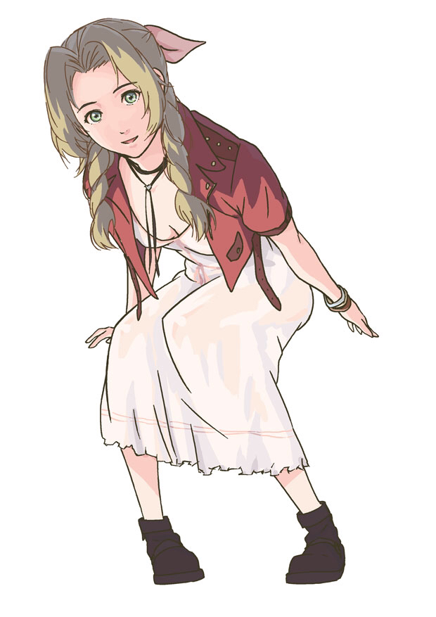 aerith gainsborough (final fantasy and 2 more) drawn by aonori_misuji