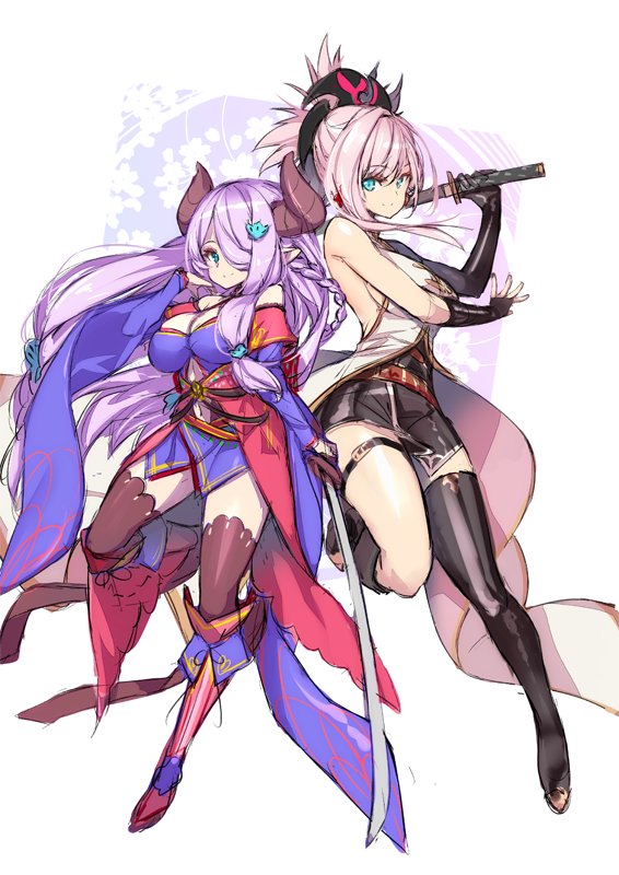 miyamoto musashi and narmaya (fate and 2 more) drawn by hong_(white_spider)