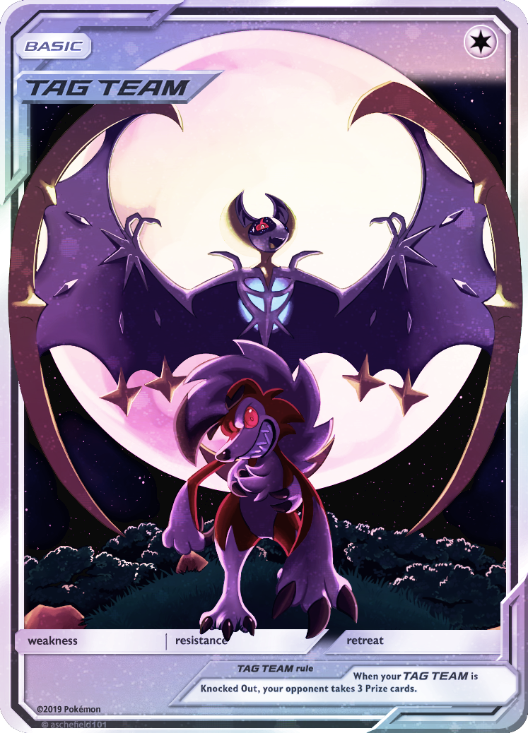 lycanroc and lunala (pokemon and 1 more) drawn by abbystabby