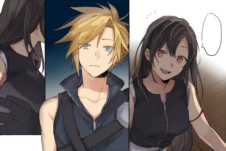 tifa lockhart and cloud strife (final fantasy and 2 more) drawn by tooru_(jux)