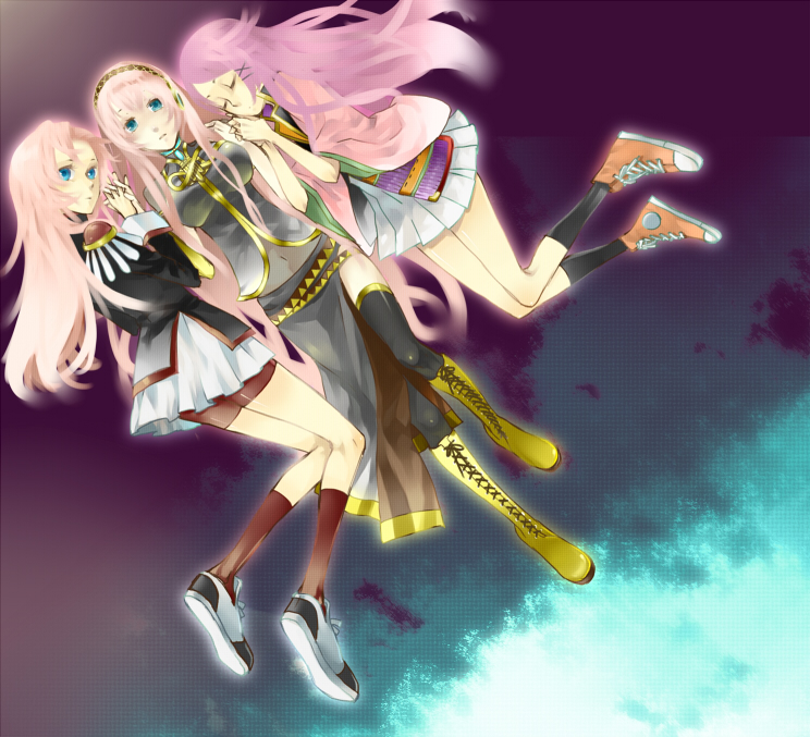 megurine luka, tenjou utena, kawakami tomoko, and kasuga nozomi (vocaloid and 3 more) drawn by unabara_goumou_onzen_(pixiv8505)