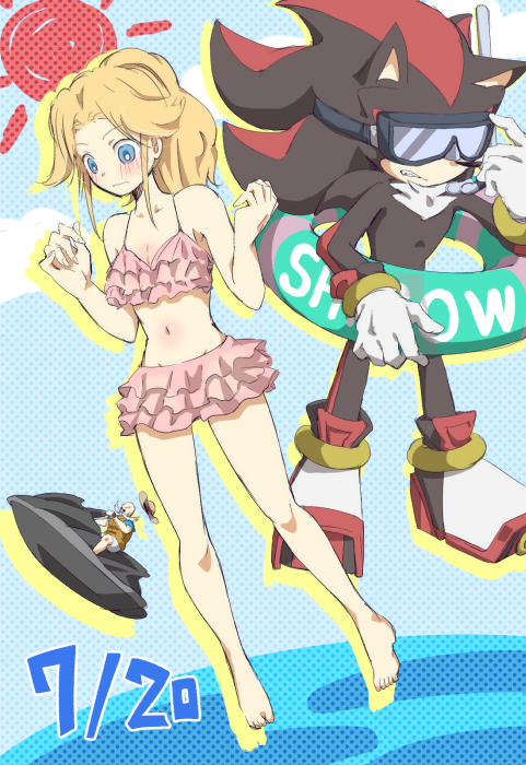 shadow the hedgehog, maria robotnik, and gerald robotnik (sonic) drawn by t_akiko