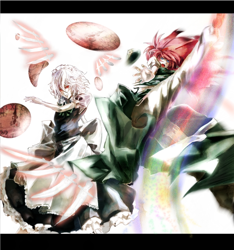 izayoi sakuya and hong meiling (touhou) drawn by kotarou_(rakugaki_shirushi)