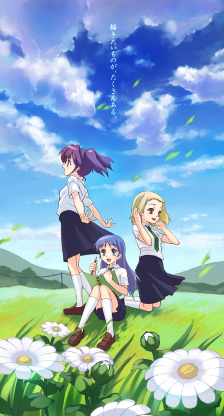 kajiwara sora, asou natsumi, and torikai hazuki (sketchbook full colors) drawn by oryo_(oryo04)