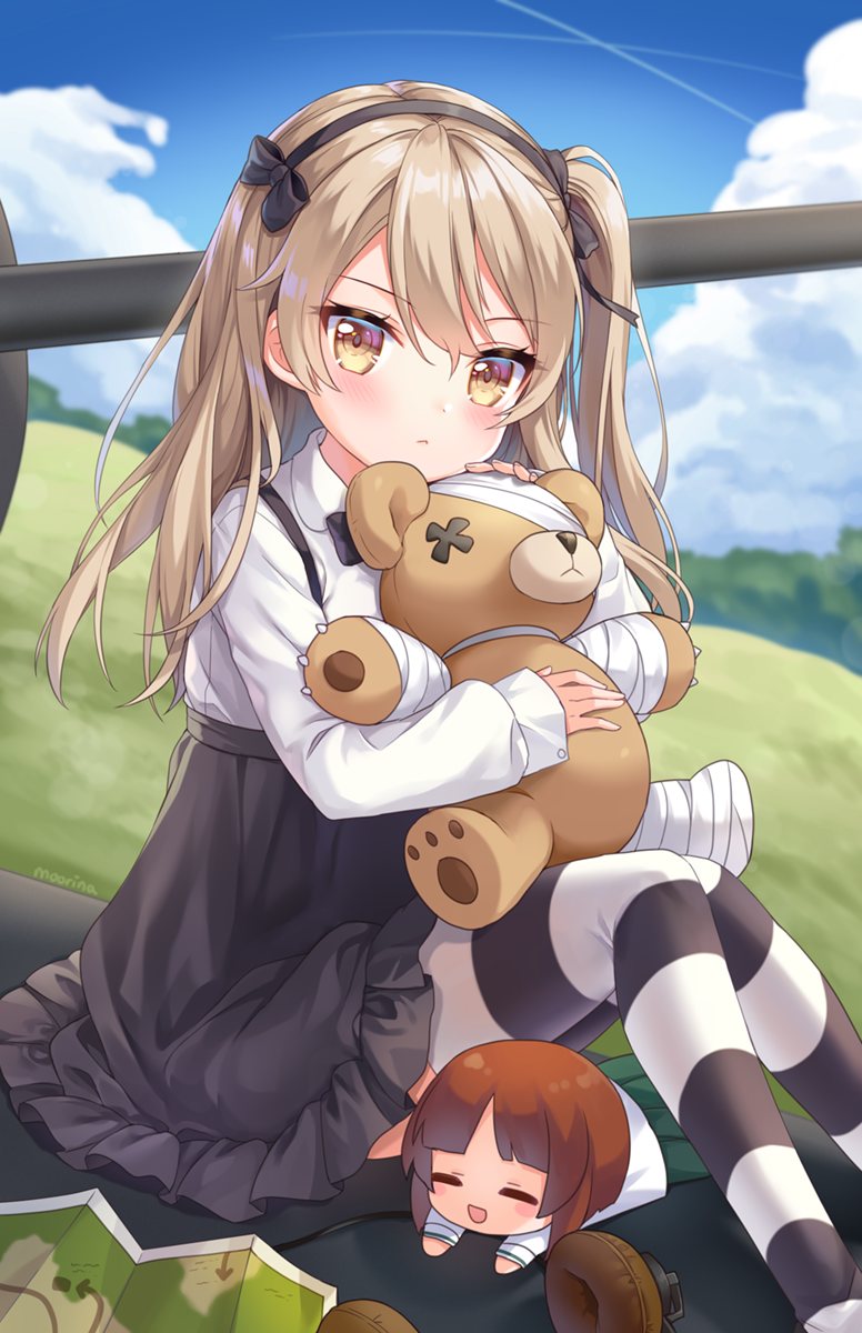 nishizumi miho, shimada arisu, and boko (girls und panzer) drawn by moorina