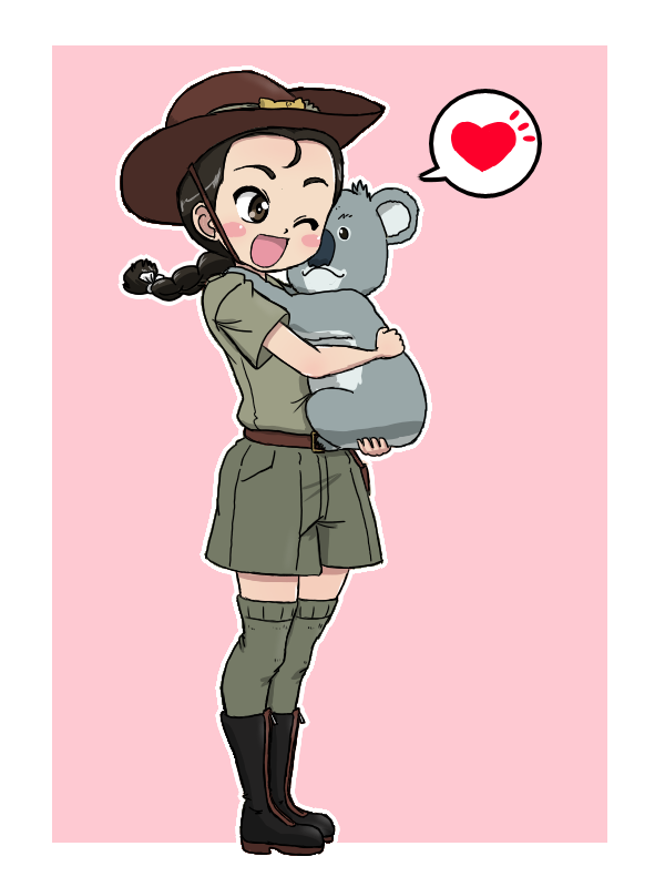 koala and hirai hanako (girls und panzer) drawn by takahashi_kurage