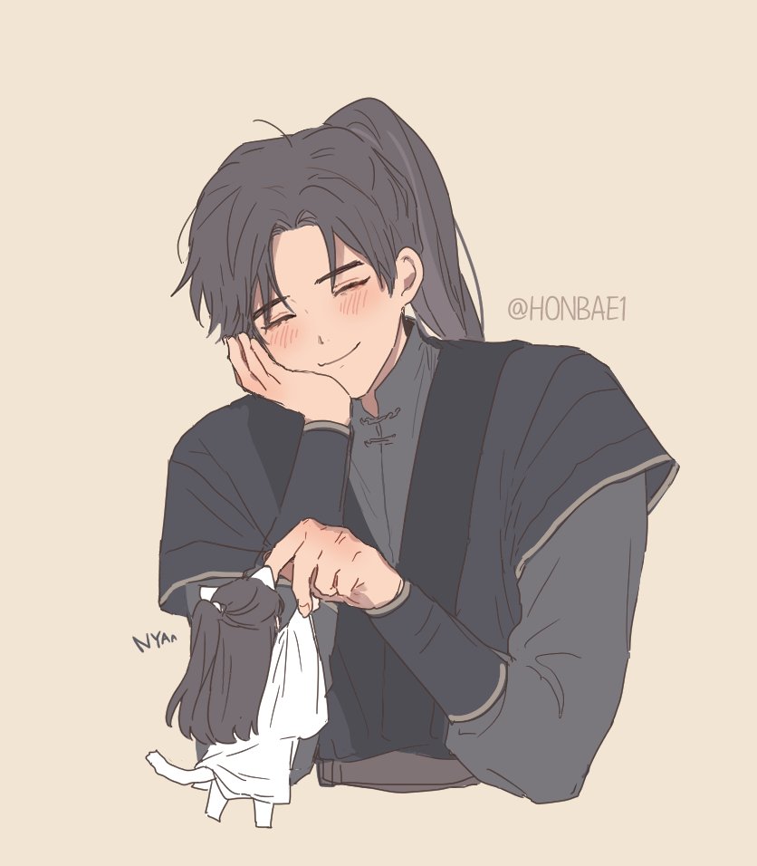 chu wanning and mo ran (erha he ta de bai mao shizun) drawn by honbae