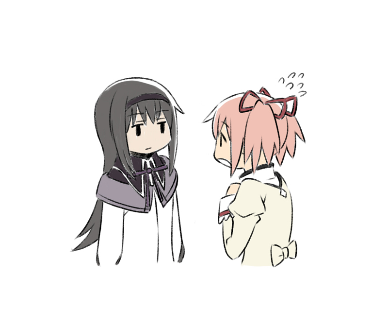 akemi homura and kaname madoka (mahou shoujo madoka magica) drawn by oda_takayuki