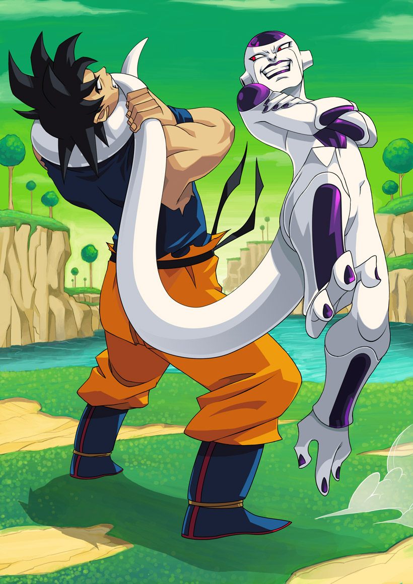 son goku, frieza, and final form frieza (dragon ball and 1 more) drawn by godtail