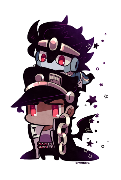kujo jotaro and star platinum (jojo no kimyou na bouken and 1 more) drawn by kotorai