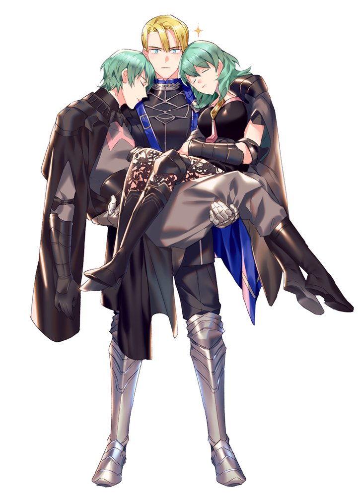 dimitri alexandre blaiddyd, female byleth, and male byleth (fire emblem and 1 more) drawn by offcar