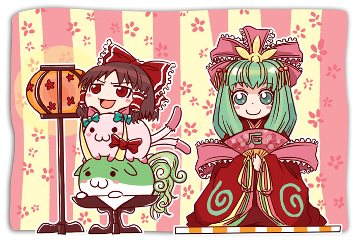 hakurei reimu, kaenbyou rin, kamishirasawa keine, kagiyama hina, and ex-keine (touhou) drawn by emu_(toran)