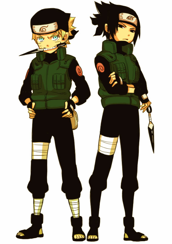 uzumaki naruto and uchiha sasuke (naruto) drawn by hoshino_lily