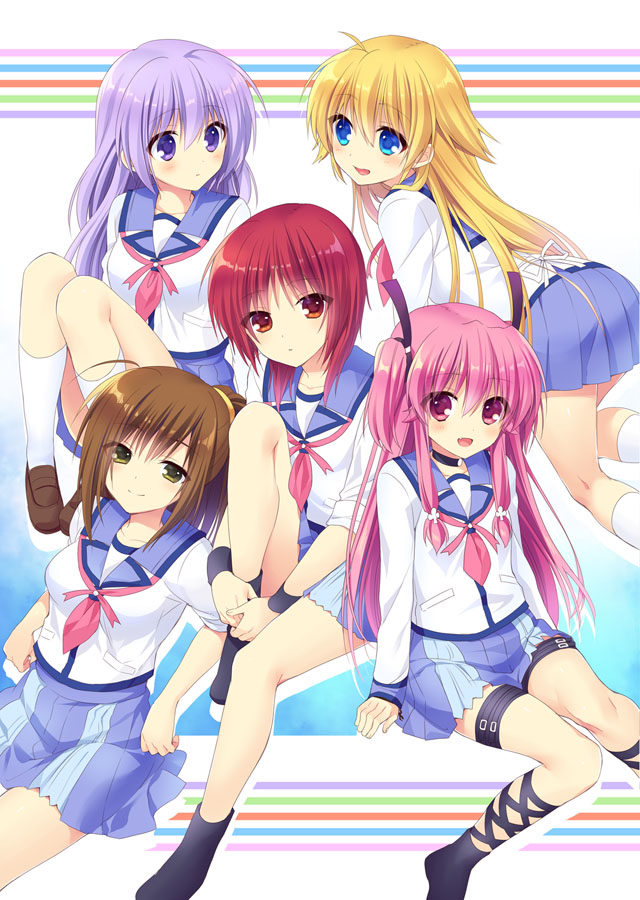 yui, iwasawa masami, hisako, sekine shiori, and irie miyuki (angel beats!) drawn by fuyuichi