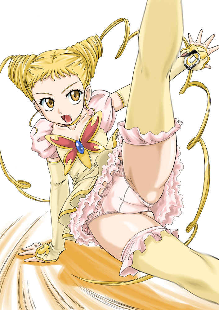 kasugano urara and cure lemonade (precure and 1 more) drawn by wan'yan_aguda